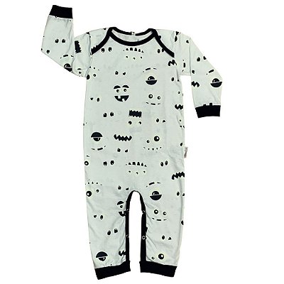 Macacão Longo Infantil Mangas Longas Olhinhos Neon
