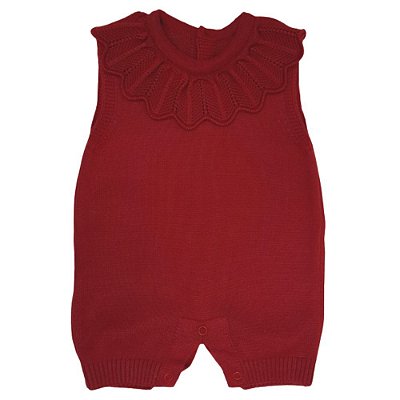 Macacão Curto Bebê Sem Mangas Tricot - Fofinho