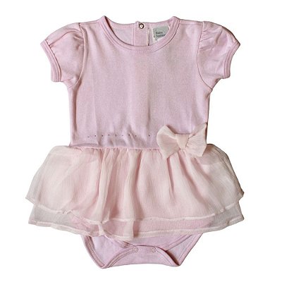 Body Bebê Mangas Curtas Com Saia Bailarina Chifon