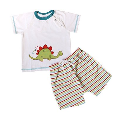 Conjunto Bebê Camiseta Mangas Curtas E Shorts Saruel Dinossauro