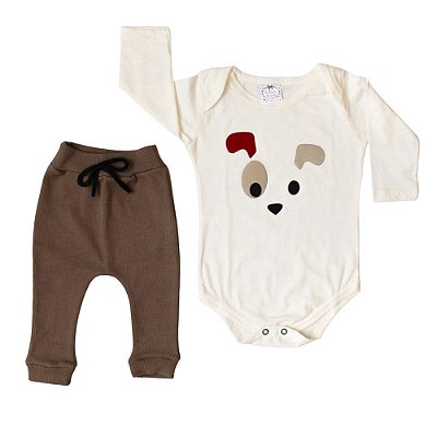 Conjunto Bebê Body Mangas Longas E Calça Saruel Dog