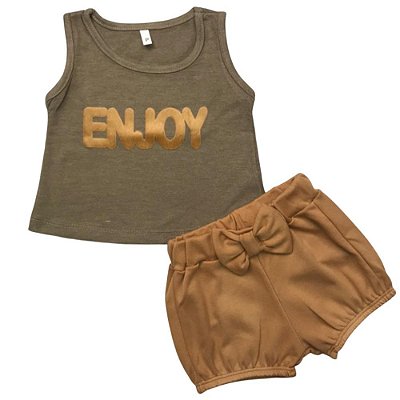 Conjunto Bebê Camiseta Regata E Shorts Enjoy
