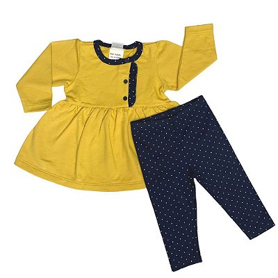 Conjunto Bebê/Infantil Camiseta Mangas Longas E Calça Bolinhas