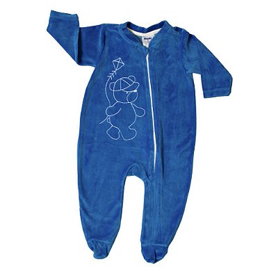 Macacão Longo Bebê Mangas Longas Plush Ursinho Com Pipa