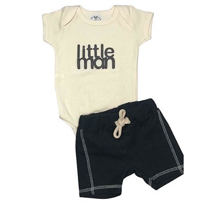 Conjunto Bebê Body Mangas Curtas E Bermuda Little Man