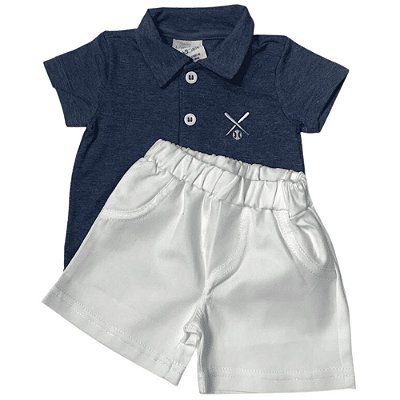 Conjunto Bebê Camiseta E Short Polo Jeans