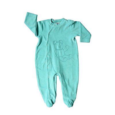 Macacão Longo Bebê Mangas Longas Plush Urso Feliz - RN (brinde saída maternidade)