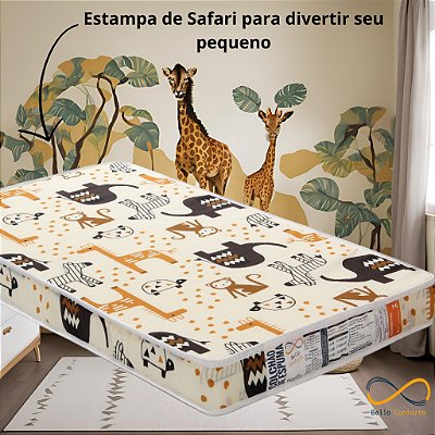 Colchão de Bebe Modelo Nacional Brasileiro Safari - Bello Conforto - D20 60x130x10