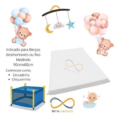 Colchão Para Berço Chiqueirinho Desmontável 90x60x7 Bello Conforto