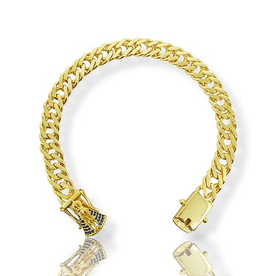 Pulseira Grumet Dupla 9mm Fecho Gaveta Nossa Senhora Banhada A Ouro 18k PUL050