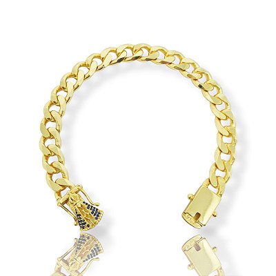 Pulseira Grumet 9mm Fecho Gaveta Nossa Senhora Banhada A Ouro 18k PUL049