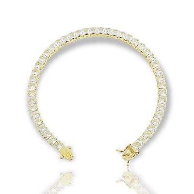 Pulseira Riviera Quadrada 5mm Fecho Gaveta Banhada A Ouro 18k PUL045