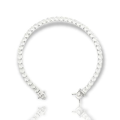 Pulseira Riviera Redonda 4mm Fecho Gaveta Banhada A Ouro Branco PUL039