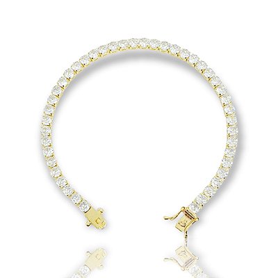 Pulseira Riviera Redonda 4mm Fecho Gaveta Banhada A Ouro 18k PUL041