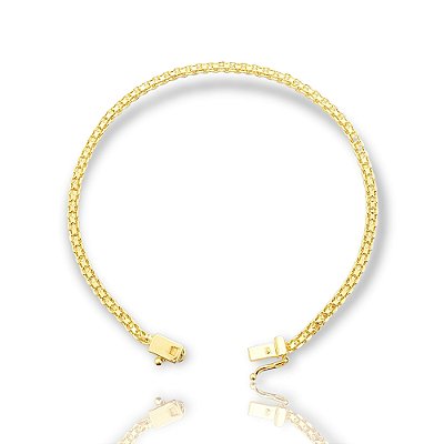Pulseira Elo Cadeado Dupla 3mm Fecho Gaveta Banhada A Ouro 18k PUL044