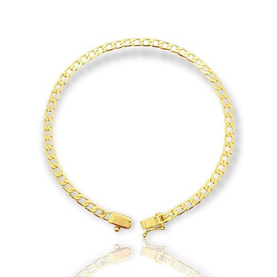 Pulseira Grumet Flat 4mm Fecho Gaveta Banhada A Ouro 18k PUL042