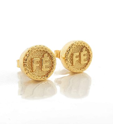 Brinco Masculino Par Fé Redondo Banhado A Ouro 18k BRI147