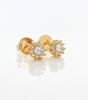 Brinco Masculino Par Redondo Coroa 4 (6,5mm) Banhado A Ouro 18k BRI098