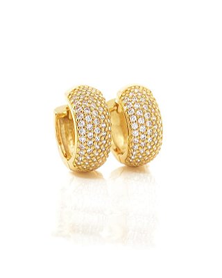 Brinco Masculino Par Argola Cravejada 4 Fileiras G (13,3X5,6mm) Banhada A Ouro 18k BRI108