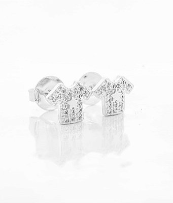 Brinco Masculino Par Camisa De Time Cravejado (9X7mm) Banhado A Ouro Branco BRI110