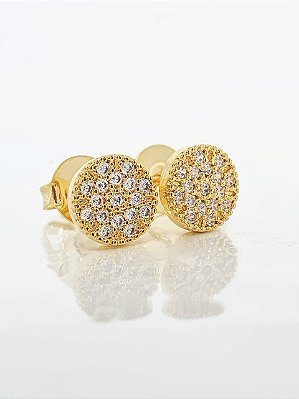Brinco Masculino Par Chapado Redondo (8mm) Banhado A Ouro 18k BRI127