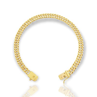 Pulseira Grumet Dupla 6mm Fecho Gaveta Banhada A Ouro 18k PUL027