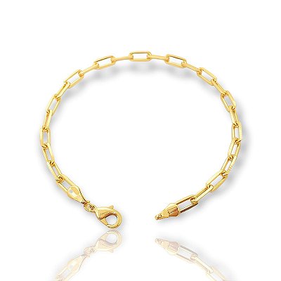 Pulseira Elo Alongado 4,2mm Fecho Tradicional Banhada A Ouro 18k PUL019