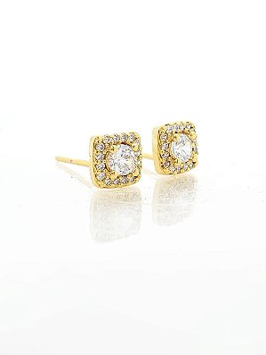 Brinco Masculino Par Quadrado Imperial (6,5mm) Banhado A Ouro 18k BRI060