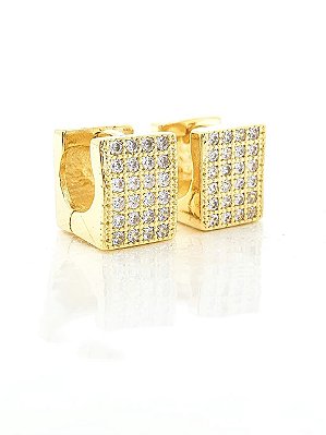 Brinco Masculino Par Argola New Square (10X9mm) Banhado A Ouro 18k BRI125
