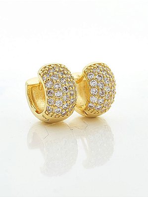 Brinco Masculino Par Argola Cravejada Com 29 Pedras (13X6,8mm) Banhada A Ouro 18k BRI015