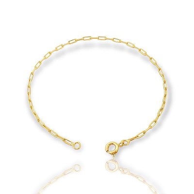 Pulseira Elo Alongado 2mm Fecho Tradicional Banhada A Ouro 18K PUL006