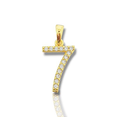 Pingente Número 7 Cravejado (9,3x15mm) Banhado A Ouro 18k PIN081