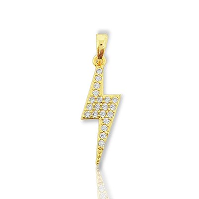 Pingente Raio Cravejado (7,8x21mm) Banhado A Ouro 18k PIN078