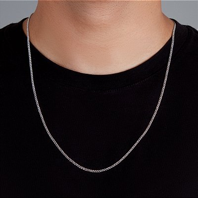 Corrente Grumet 60cm 2,3mm Fecho Tradicional Banhada A Ouro Branco COR004