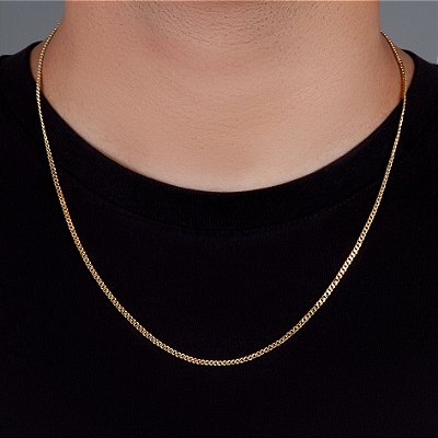Corrente Grumet 60cm 2,3mm Fecho Tradicional Banhada A Ouro 18k COR007
