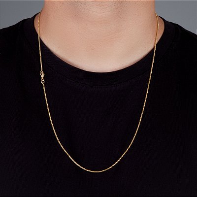Corrente Grumet 70cm 1,4mm Fecho Tradicional Banhada A Ouro 18k COR017