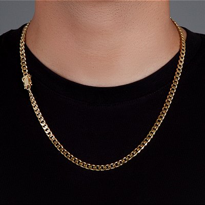 Corrente Grumet 60cm 6mm Fecho Gaveta Banhada A Ouro 18k COR028