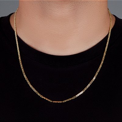 Corrente Piastrini 60cm 2,5mm Fecho Tradicional Banhada A Ouro 18k COR029