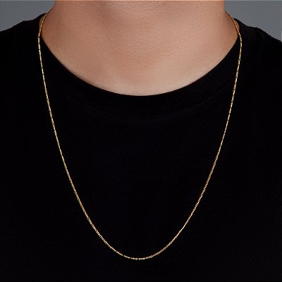Corrente 3 por 1 - 70cm 1,4mm Fecho Tradicional Banhada A Ouro 18k COR033