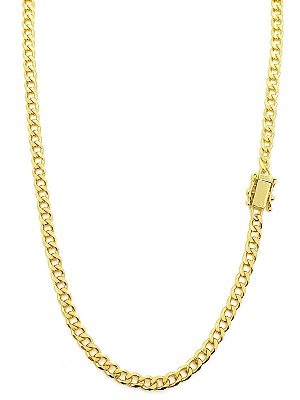 Corrente Grumet 60cm 4mm Fecho Gaveta Banhada A Ouro 18k COR039
