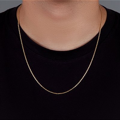 Corrente Elo Cadeado 60cm 2mm Fecho Tradicional Banhada A Ouro 18k COR008