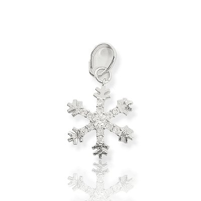 Pingente Floco De Neve (14,5mm) Banhado A Ouro Branco PIN097