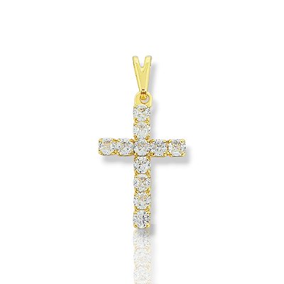 Pingente Cruz Cravejada 11 Pedras (20x13mm) Banhado A Ouro 18k PIN104