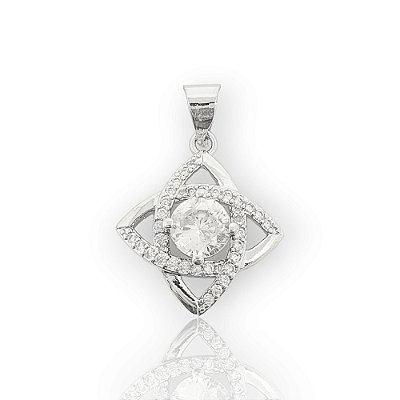 Pingente Estrela Cravejado (17mm) Banhado A Ouro Branco PIN092