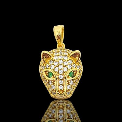 Pingente Tigre Olho Verde (13X17mm) Banhado A Ouro 18k PIN019