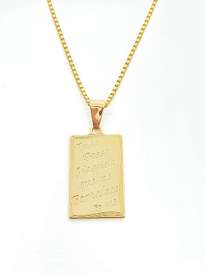 Pingente Tudo Posso (12X19mm) Banhado A Ouro 18k PIN020