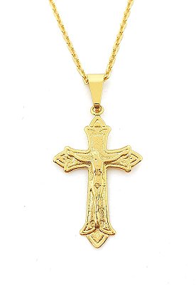 Pingente Cruz Com Cristo (32X20mm) Banhado A Ouro 18k PIN061