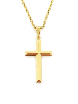 Pingente Cruz 3D (16x28mm) Banhada A Ouro 18k PIN044