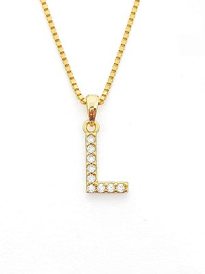 Pingente Cravejado Letra L (10X9CM) Banhado A Ouro 18k PIN052