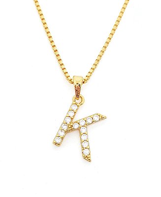 Pingente Cravejado Letra K (10X9CM) Banhado A Ouro 18k PIN062